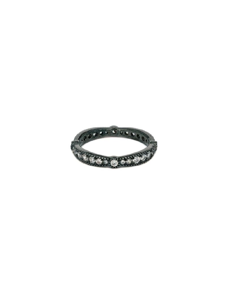 Hematite 3mm Graduated Cubic Zirconia Eternity Band Ring Size 7